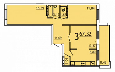 3-комнатная квартира по выгодной цене